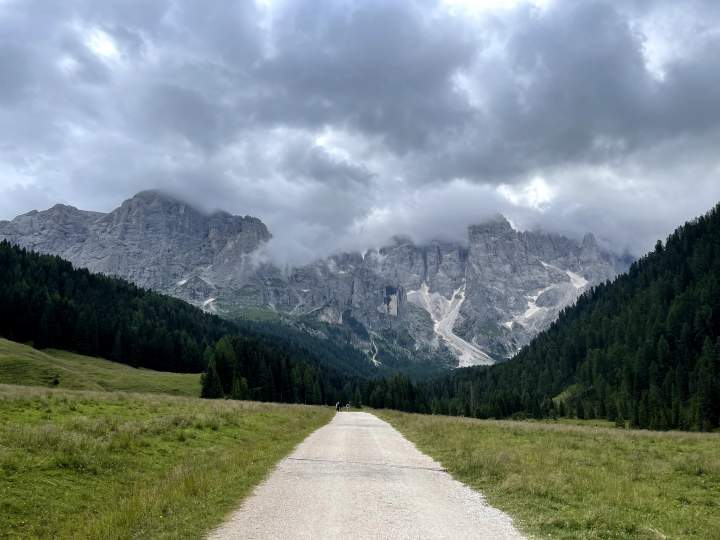 Sentiero Val Venegia e vista sulle Pale di San Martino