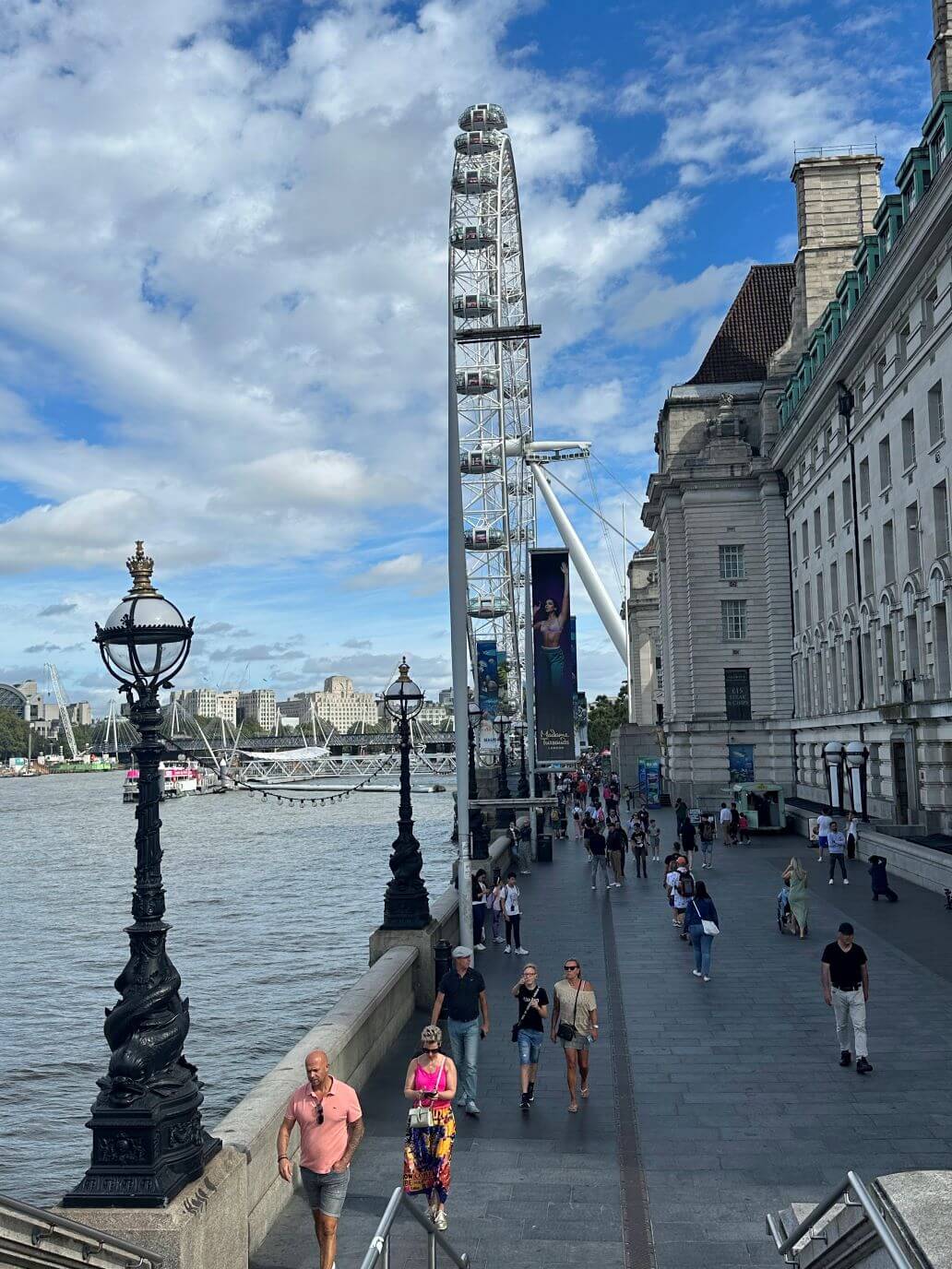 strada per arrivare alla ruota panoramica di londra