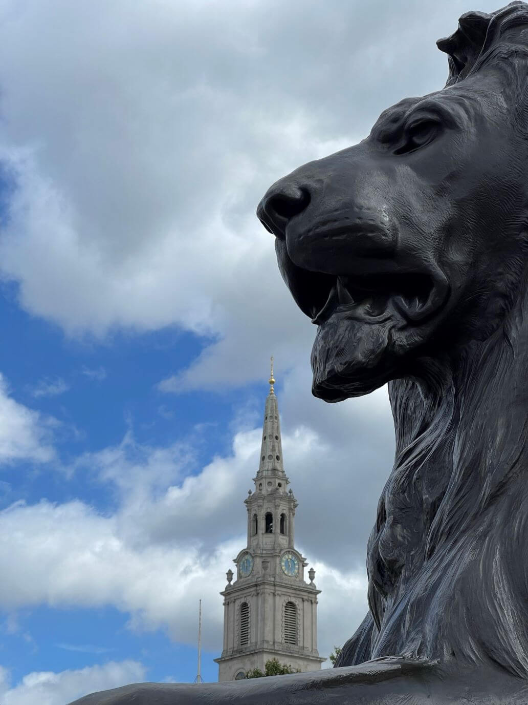 la statua di un leone a trafalgar square